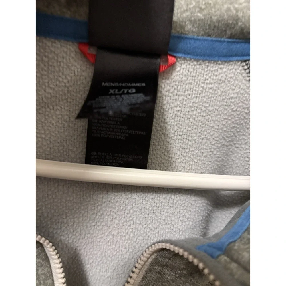 The North Face Mens XL Gray Blue Full Zip Grid Fleece Jacket Active Mid Layer